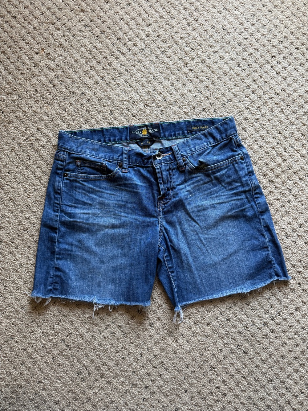 Lucky Brand Abbey Short Womens 6/28 Blue Denim Cutoff Frayed Hem Jean Shorts
